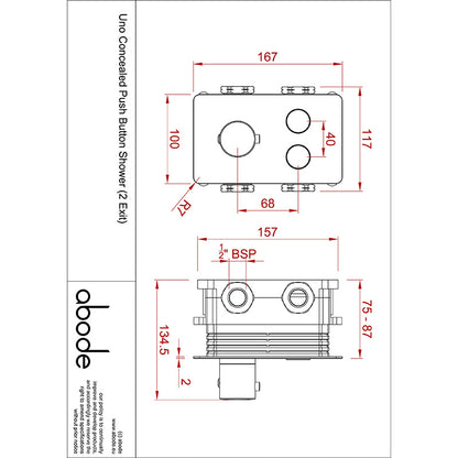 Abode Uno Concealed Push Button Shower Valve (1 size, 3 colours)