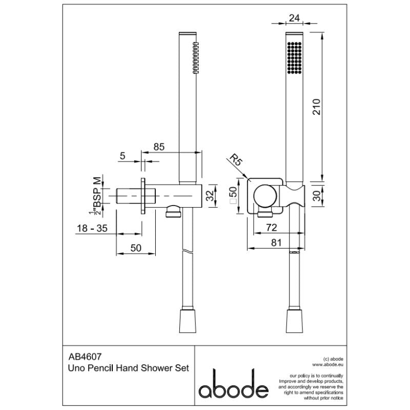 Abode Uno Pencil Hand Shower Set (1 size, Gunmetal)