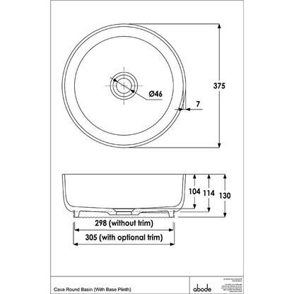 Abode Cava Remastone Counter Top Basin (2 sizes, 2 colours)