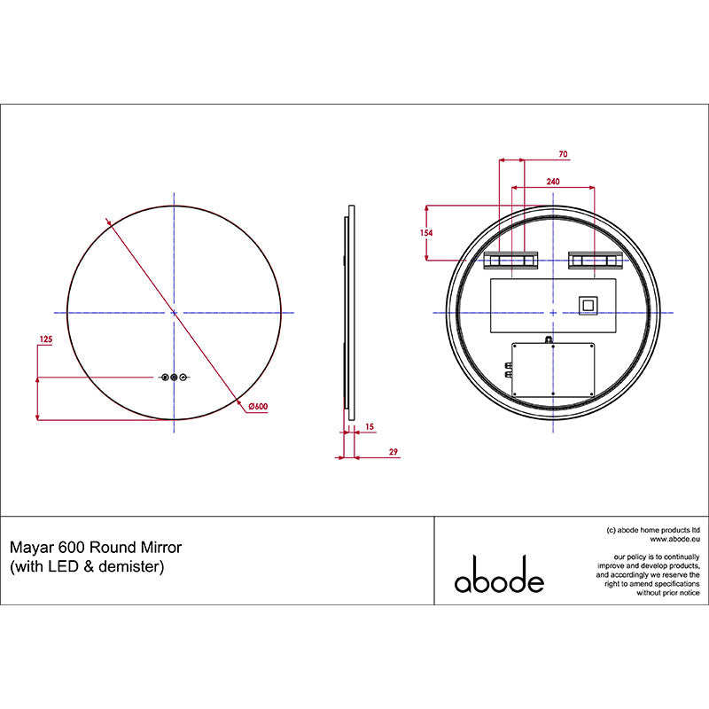 Abode Mayar Round LED Mirror (1 size, 2 colours)