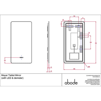 Abode Mayar Tablet LED Mirror (1 size, 2 colours)