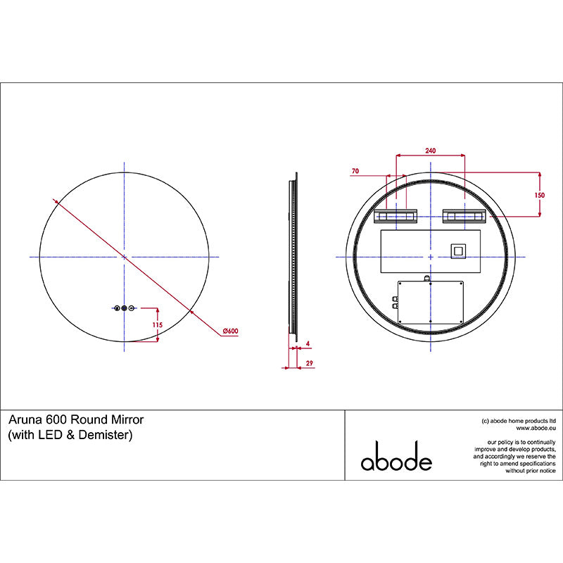 Abode Aruna Frameless Round LED Mirror (1 size)