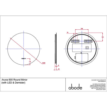 Abode Aruna Frameless Round LED Mirror (1 size)
