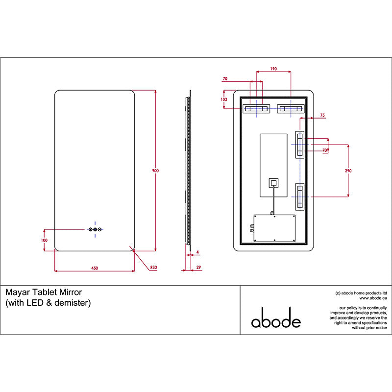 Abode Aruna Frameless Tablet LED Mirror (1 size)