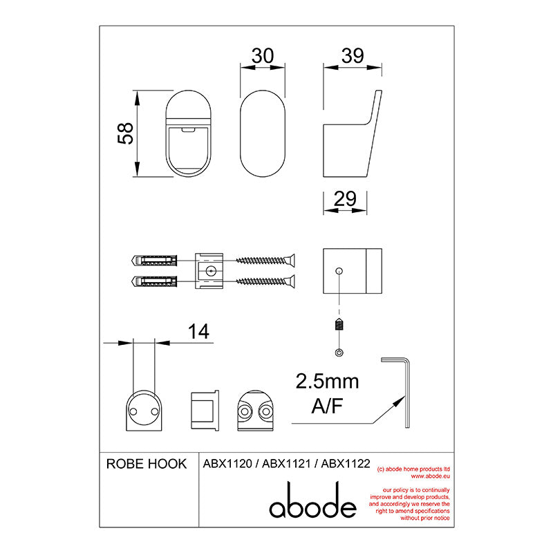 Abode Uno Robe Hook (3 colours)