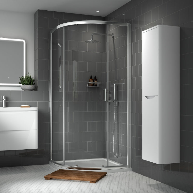 Nuie Lucie Single Entry Curved Shower Enclosure (1 sizes, 3 colours) - Brand New Bathrooms