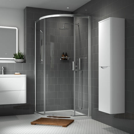 Nuie Lucie Single Entry Curved Shower Enclosure (1 sizes, 3 colours) - Brand New Bathrooms