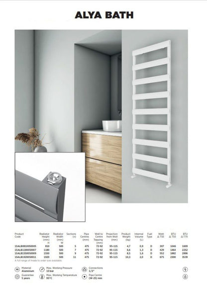 Carisa Alya Bath Towel Radiator (4 sizes, White) - Brand New Bathrooms