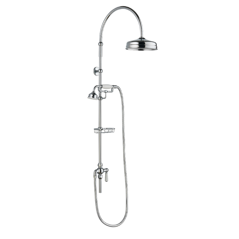 Hudson Reed Shower Kits Deluxe Grand Rigid Riser Kit - Chrome / White - Brand New Bathrooms