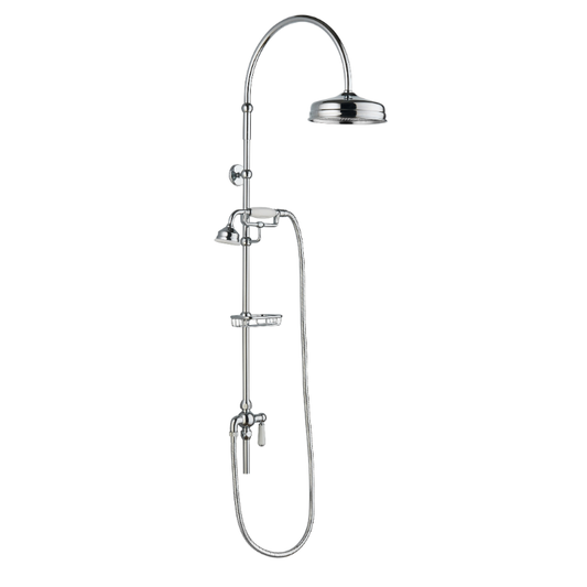 Hudson Reed Shower Kits Deluxe Grand Rigid Riser Kit - Chrome / White - Brand New Bathrooms