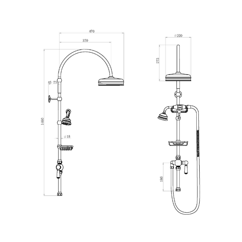 Hudson Reed Shower Kits Deluxe Grand Rigid Riser Kit - Chrome / White - Brand New Bathrooms