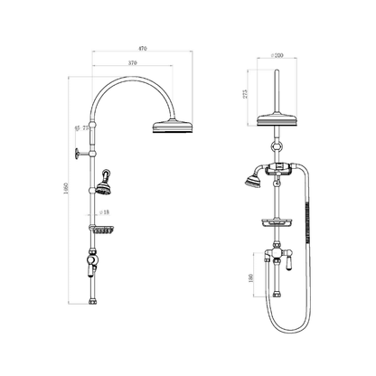 Hudson Reed Shower Kits Deluxe Grand Rigid Riser Kit - Chrome / White - Brand New Bathrooms