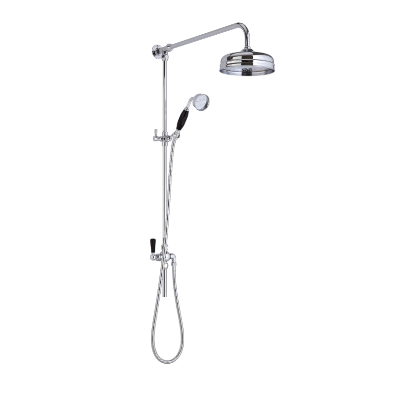 Hudson Reed Shower Kits Rigid Riser Kit - Chrome / Black - Brand New Bathrooms