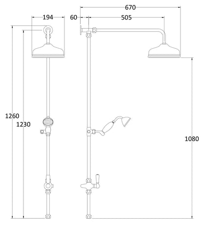 Hudson Reed Shower Kits Rigid Riser Kit - Chrome / Black - Brand New Bathrooms