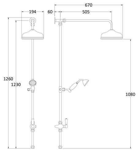 Hudson Reed Shower Kits Rigid Riser Kit - Chrome / Black - Brand New Bathrooms
