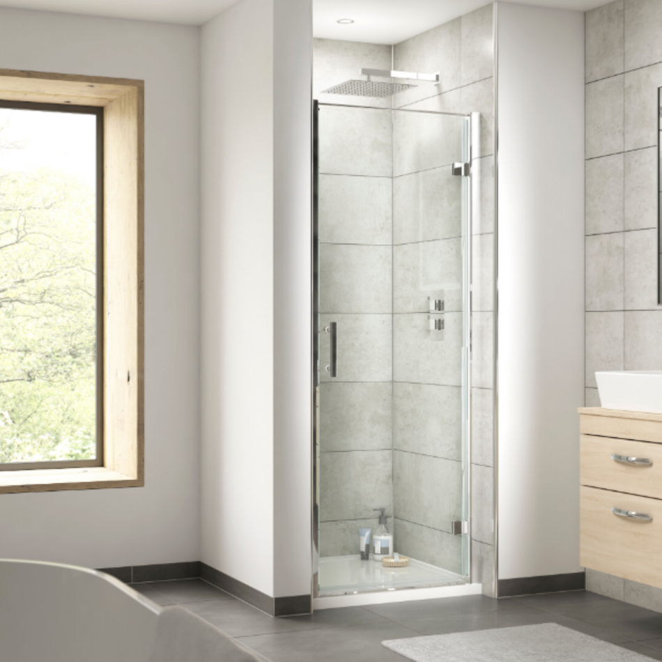 Hudson Reed Pacific 6mm Hinged Shower Door (4 sizes, 2 styles, Polished Chrome)