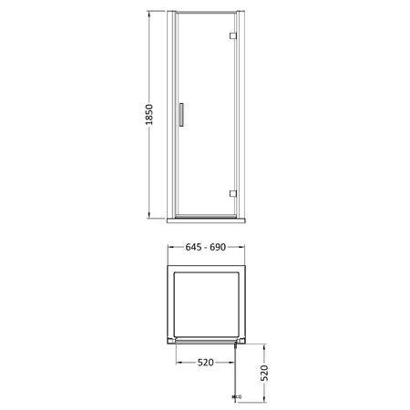 Hudson Reed Pacific  Hinged Door Enclosure - 6mm Glass (4 sizes, Polished Chrome) - Brand New Bathrooms
