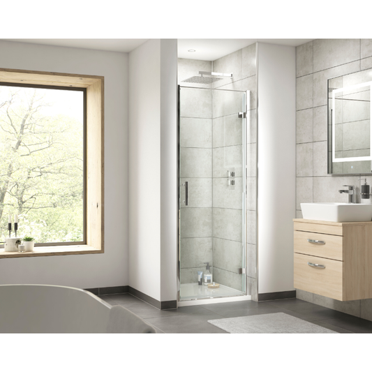 Hudson Reed Pacific  Hinged Door Enclosure - 6mm Glass (4 sizes, Polished Chrome) - Brand New Bathrooms