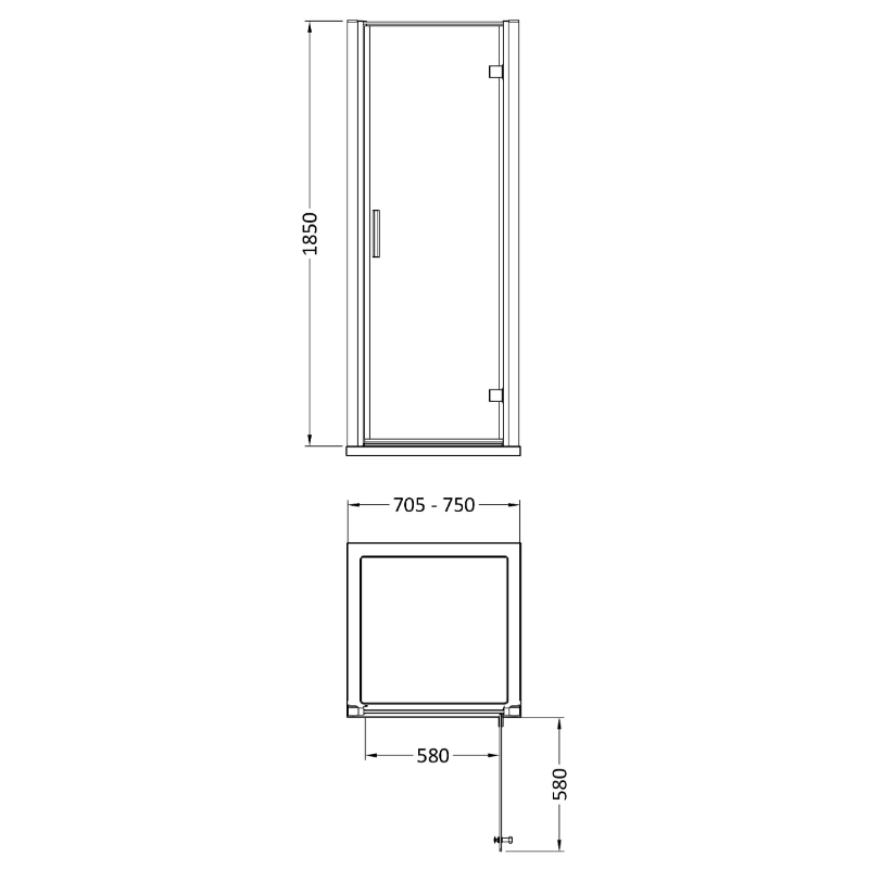 Hudson Reed Pacific  Hinged Door Enclosure - 6mm Glass (4 sizes, Polished Chrome) - Brand New Bathrooms