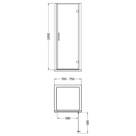 Hudson Reed Pacific  Hinged Door Enclosure - 6mm Glass (4 sizes, Polished Chrome) - Brand New Bathrooms