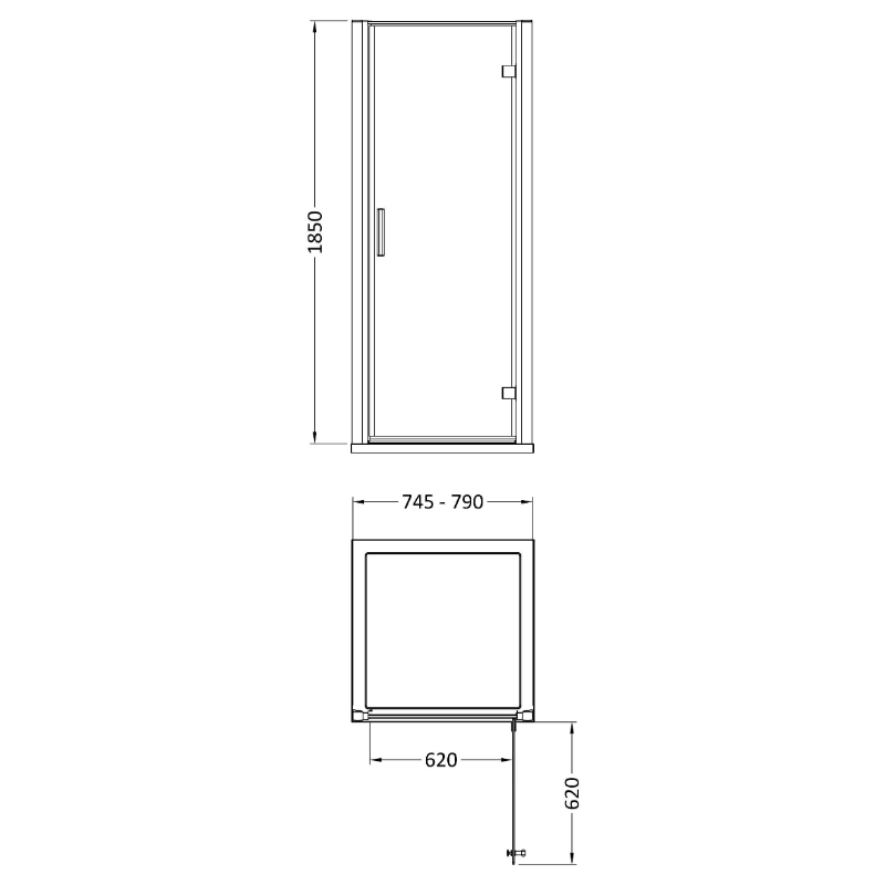 Hudson Reed Pacific  Hinged Door Enclosure - 6mm Glass (4 sizes, Polished Chrome) - Brand New Bathrooms