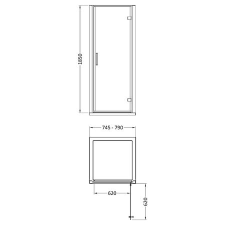 Hudson Reed Pacific  Hinged Door Enclosure - 6mm Glass (4 sizes, Polished Chrome) - Brand New Bathrooms