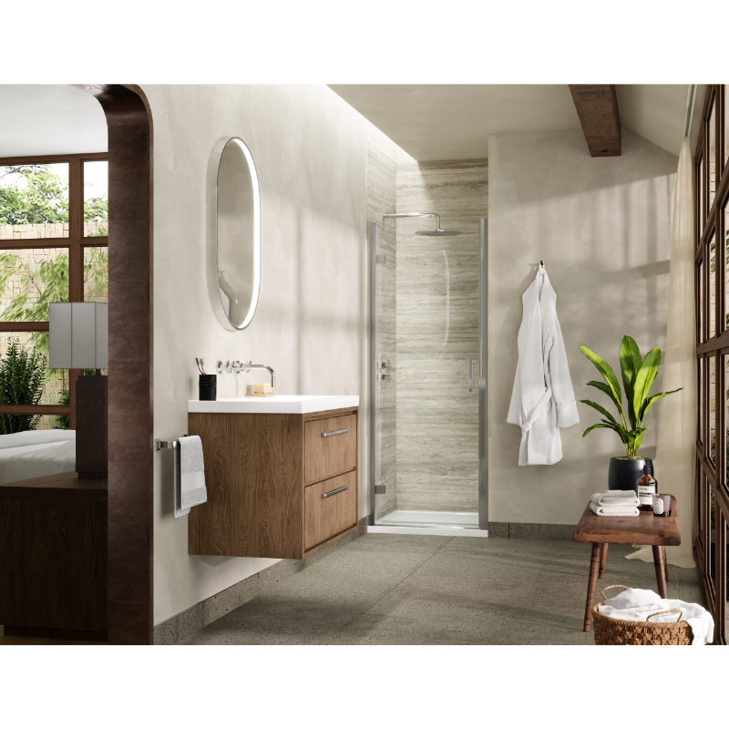 Hudson Reed Pacific  Hinged Door Enclosure - 6mm Glass (4 sizes, Polished Chrome) - Brand New Bathrooms