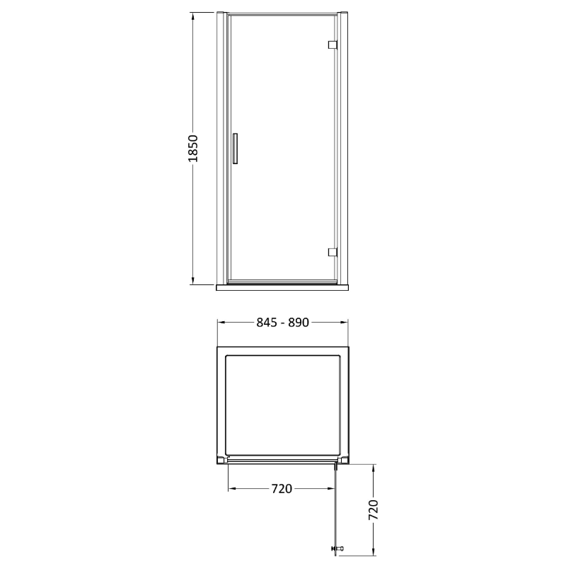 Hudson Reed Pacific  Hinged Door Enclosure - 6mm Glass (4 sizes, Polished Chrome) - Brand New Bathrooms