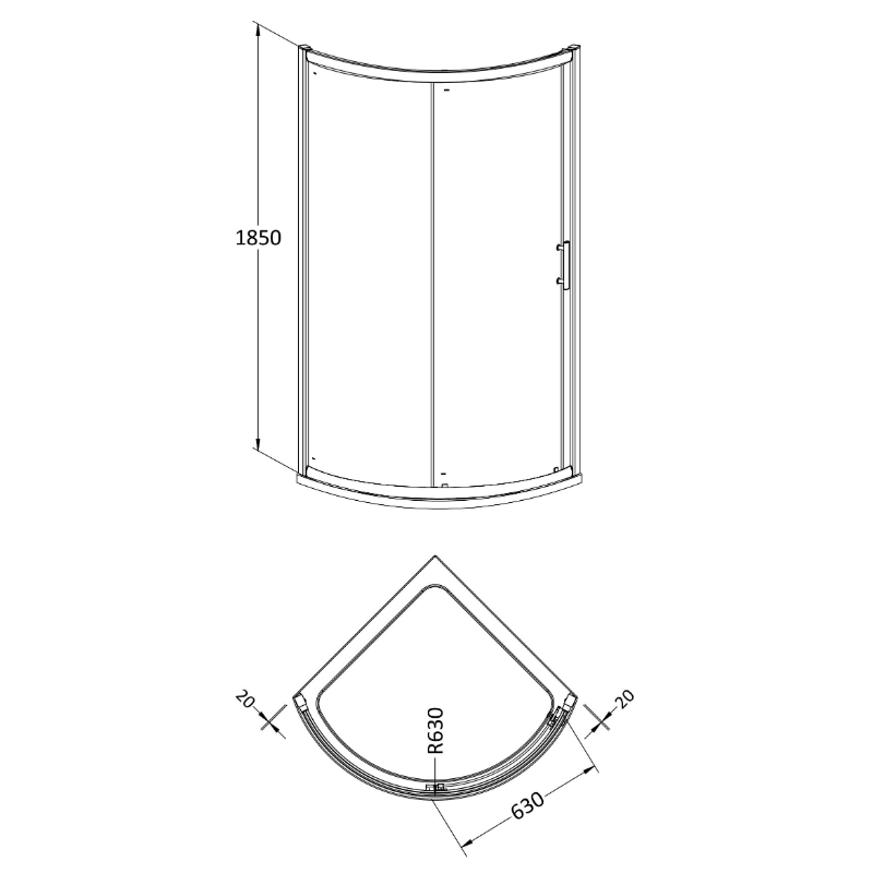 Hudson Reed Pacific 860mm Chrome Framed Quadrant Shower Enclosure (1 size, Chrome) - Brand New Bathrooms