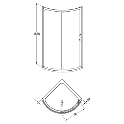 Hudson Reed Pacific 860mm Chrome Framed Quadrant Shower Enclosure (1 size, Chrome) - Brand New Bathrooms