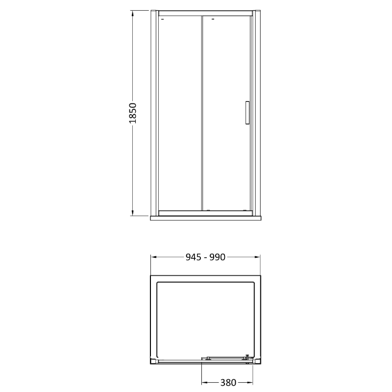 Hudson Reed Pacific Chrome Framed Sliding Shower Door- 6 mm Glass (4 sizes, 2 styles, Chrome) - Brand New Bathrooms