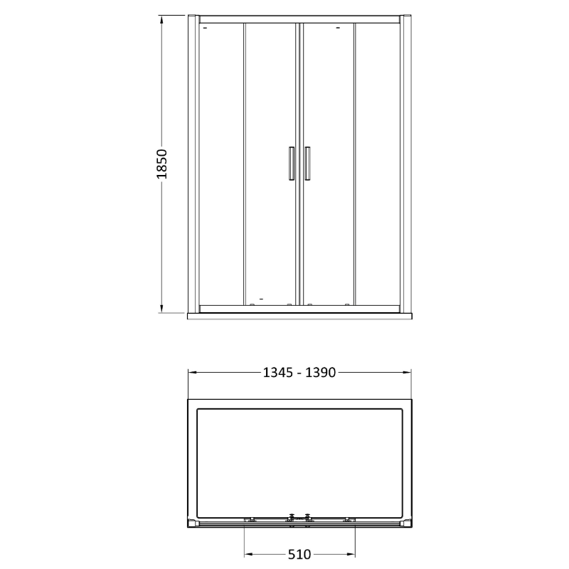Hudson Reed Pacific Double Sliding Door Shower Enclosure- 6mm Glass (2 sizes, 2 styles, Chrome) - Brand New Bathrooms