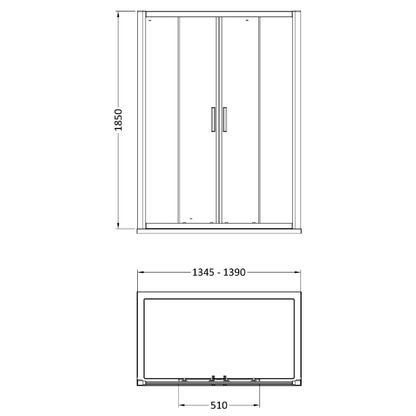 Hudson Reed Pacific Double Sliding Door Shower Enclosure- 6mm Glass (2 sizes, 2 styles, Chrome) - Brand New Bathrooms