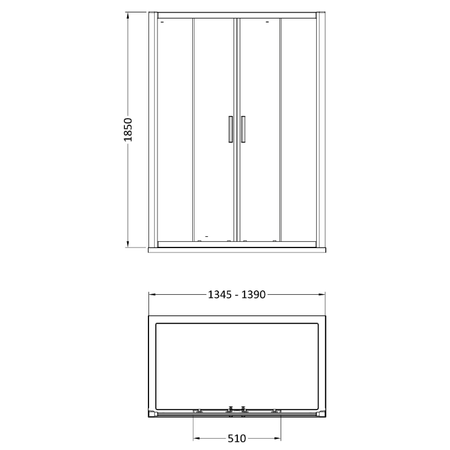 Hudson Reed Pacific Double Sliding Door Shower Enclosure- 6mm Glass (2 sizes, 2 styles, Chrome) - Brand New Bathrooms