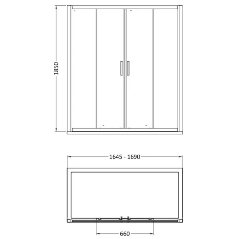 Hudson Reed Pacific Double Sliding Door Shower Enclosure- 6mm Glass (2 sizes, 2 styles, Chrome) - Brand New Bathrooms
