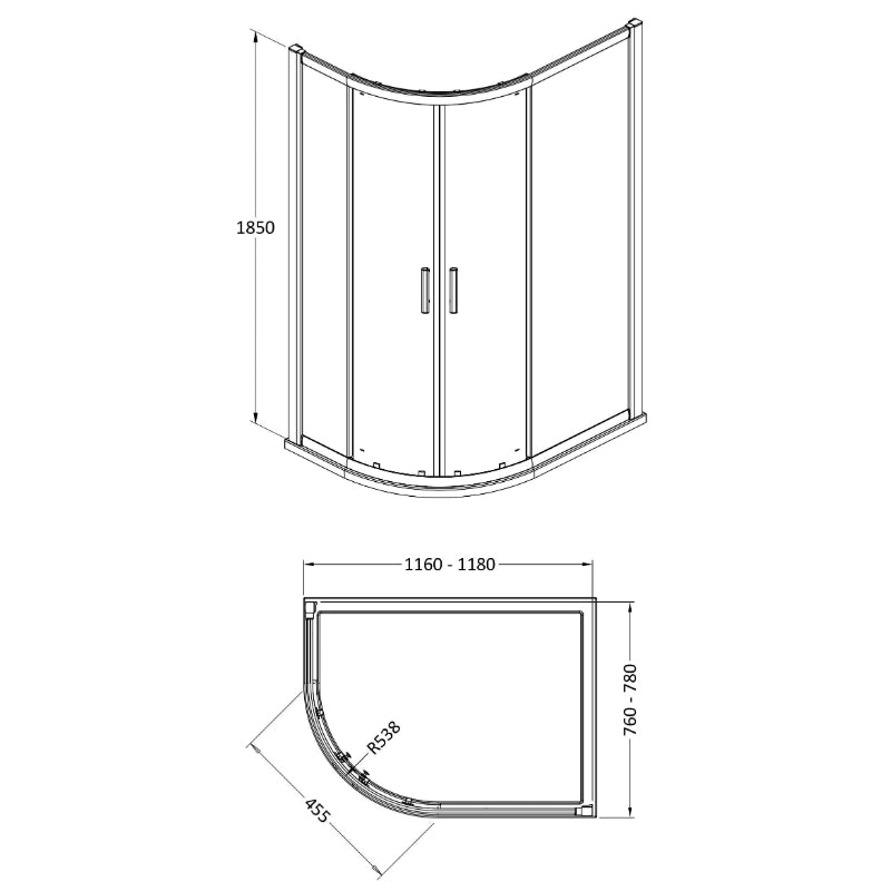Hudson Reed Pacific 6mm Offset Quadrant Shower Enclosure (2 sizes, 2 styles, Chrome) - Brand New Bathrooms