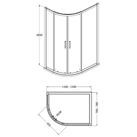 Hudson Reed Pacific 6mm Offset Quadrant Shower Enclosure (2 sizes, 2 styles, Chrome) - Brand New Bathrooms