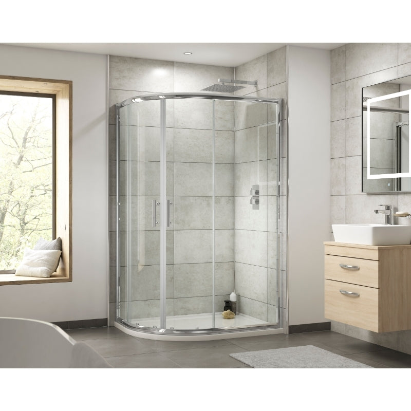 Hudson Reed Pacific 6mm Offset Quadrant Shower Enclosure (2 sizes, 2 styles, Chrome) - Brand New Bathrooms