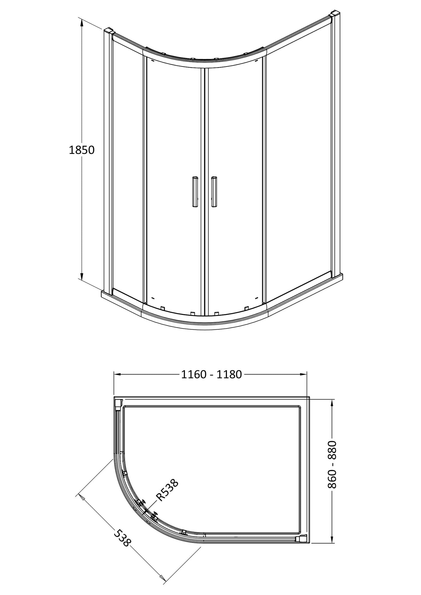 Hudson Reed Pacific 6mm Offset Quadrant Shower Enclosure (2 sizes, 2 styles, Chrome) - Brand New Bathrooms