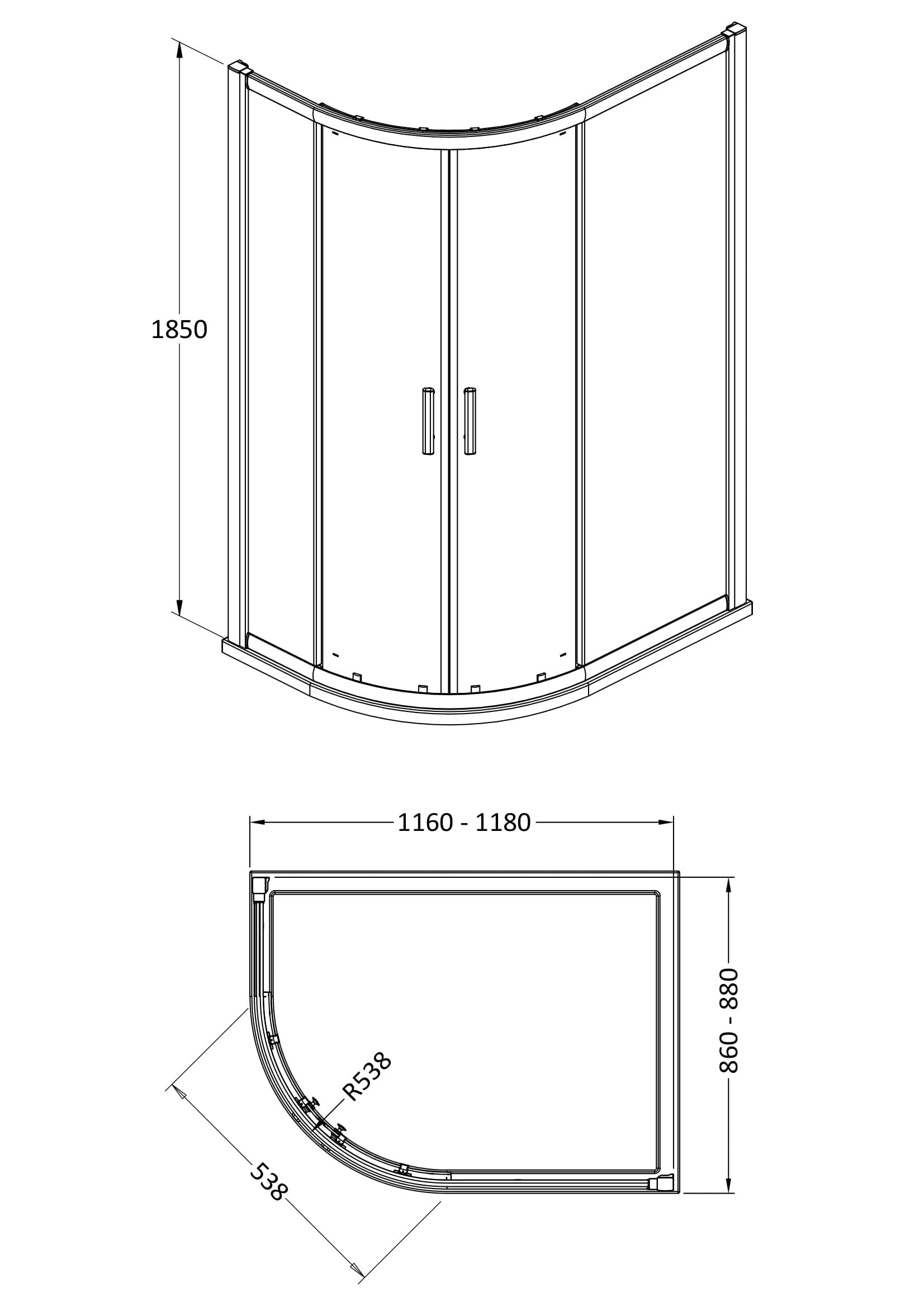 Hudson Reed Pacific 6mm Offset Quadrant Shower Enclosure (2 sizes, 2 styles, Chrome) - Brand New Bathrooms