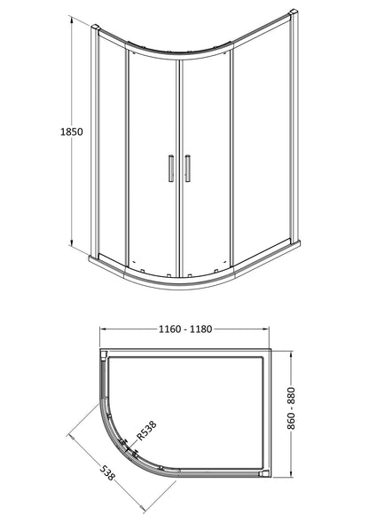 Hudson Reed Pacific 6mm Offset Quadrant Shower Enclosure (2 sizes, 2 styles, Chrome) - Brand New Bathrooms
