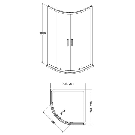 Hudson Reed Pacific 6mm Quadrant Shower Enclosure (3 sizes, 2 styles, Chrome) - Brand New Bathrooms