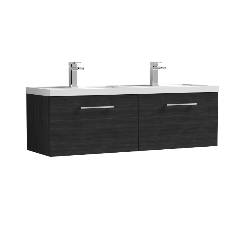 Nuie Arno Wall Hung 2 Drawer Vanity & Double Basin (1 size, 9 colours) - Brand New Bathrooms