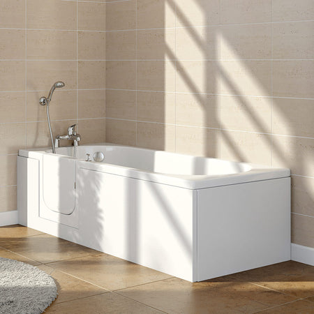 Mantaleda Avrail Walk-in Bathtub (2 sizes, 2 styles, White) - Brand New Bathrooms