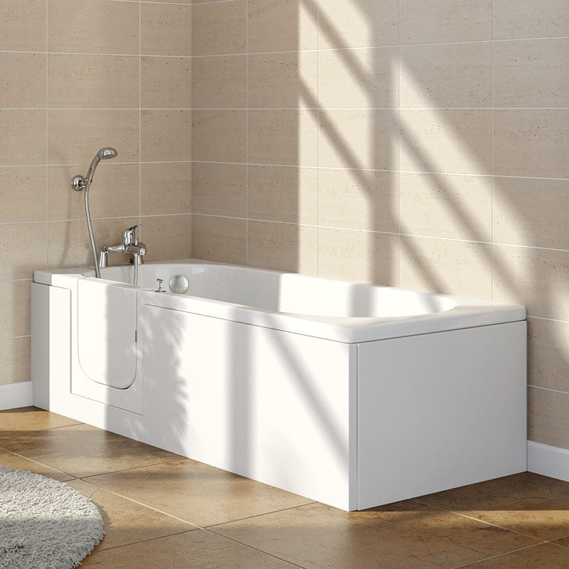 Mantaleda Avrail Walk-in Bathtub (2 sizes, 2 styles, White) - Brand New Bathrooms