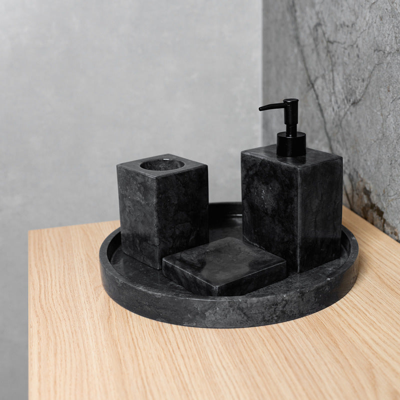 Loutro Lavabo Accessoires-B Stone Marble Soap Dispenser (1 size, Anthracite) - Brand New Bathrooms