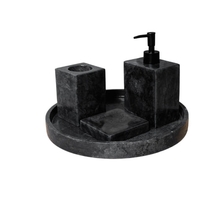 Loutro Lavabo Accessoires-B Stone Marble Soap Dispenser (1 size, Anthracite) - Brand New Bathrooms