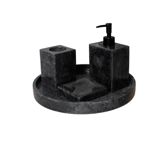 Loutro Lavabo Accessoires-B Stone Marble Soap Dispenser (1 size, Anthracite) - Brand New Bathrooms