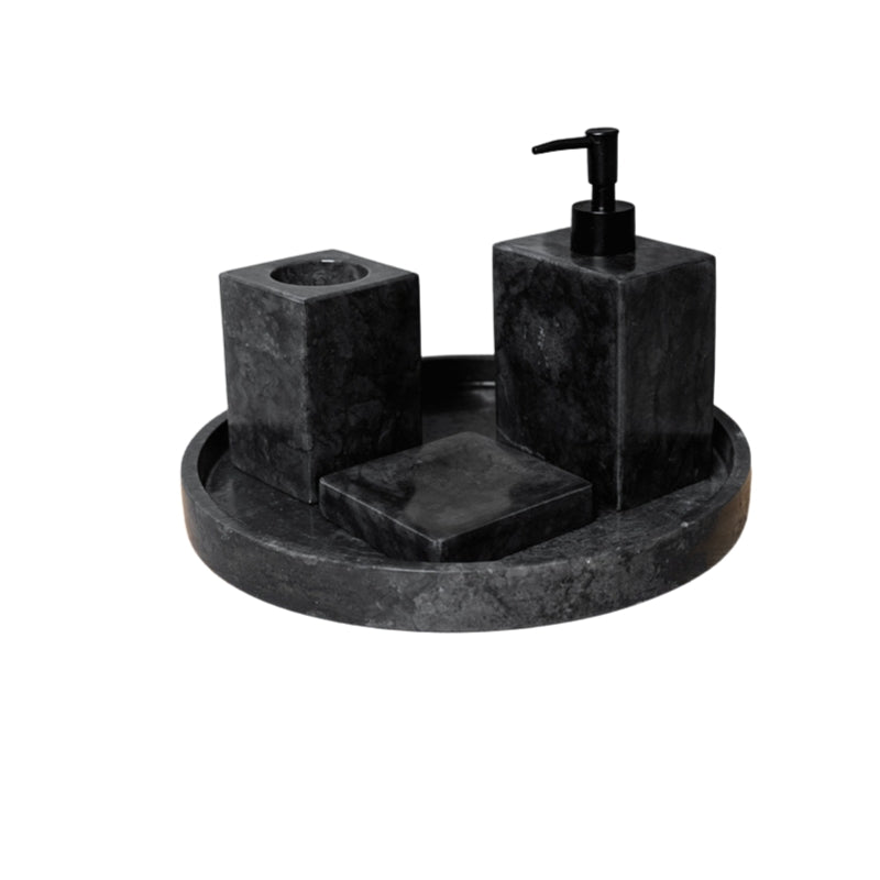 Loutro Lavabo Accessoires-B Stone Marble Soap Dispenser (1 size, Anthracite) - Brand New Bathrooms