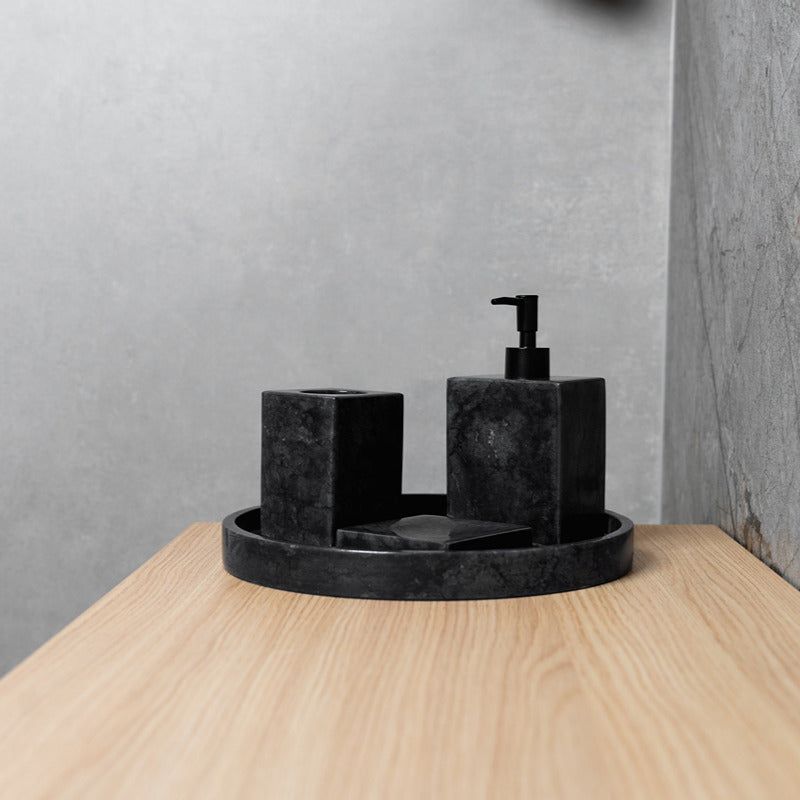 Loutro Lavabo Accessoires-B Stone Marble Soap Dispenser (1 size, Anthracite) - Brand New Bathrooms